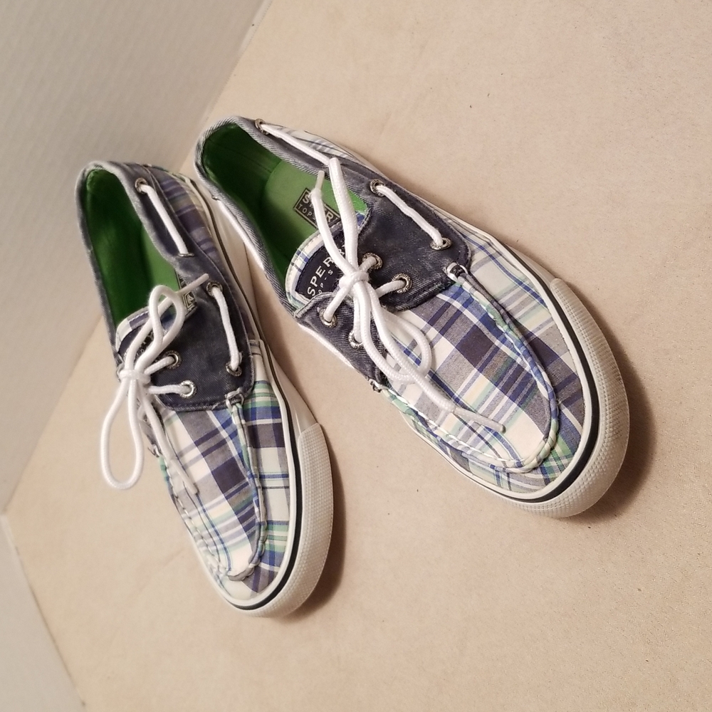 Sperry Top-Sider Blue Plaid Shoes - Vintage